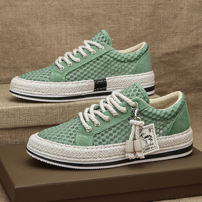 2025 New Designer Straw Fisherman Rope Buckle Decorative Outdoor Breathable Mesh Sports Academy Youth Men's Fashion Shoes