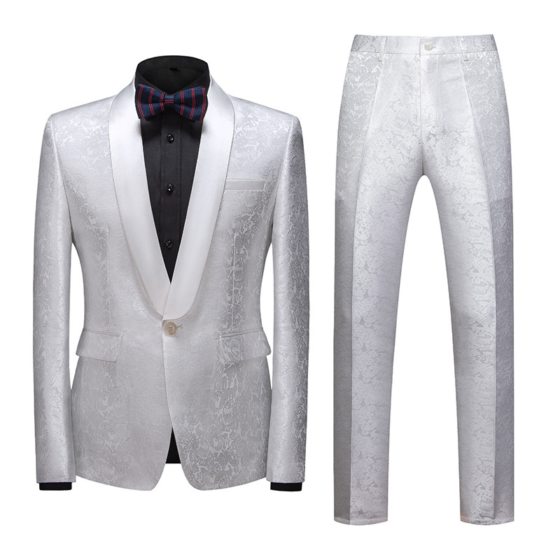 L9231 New cross-border men's suits, groom wedding dress, cloth embroidery color matching suits, two-piece suits for men