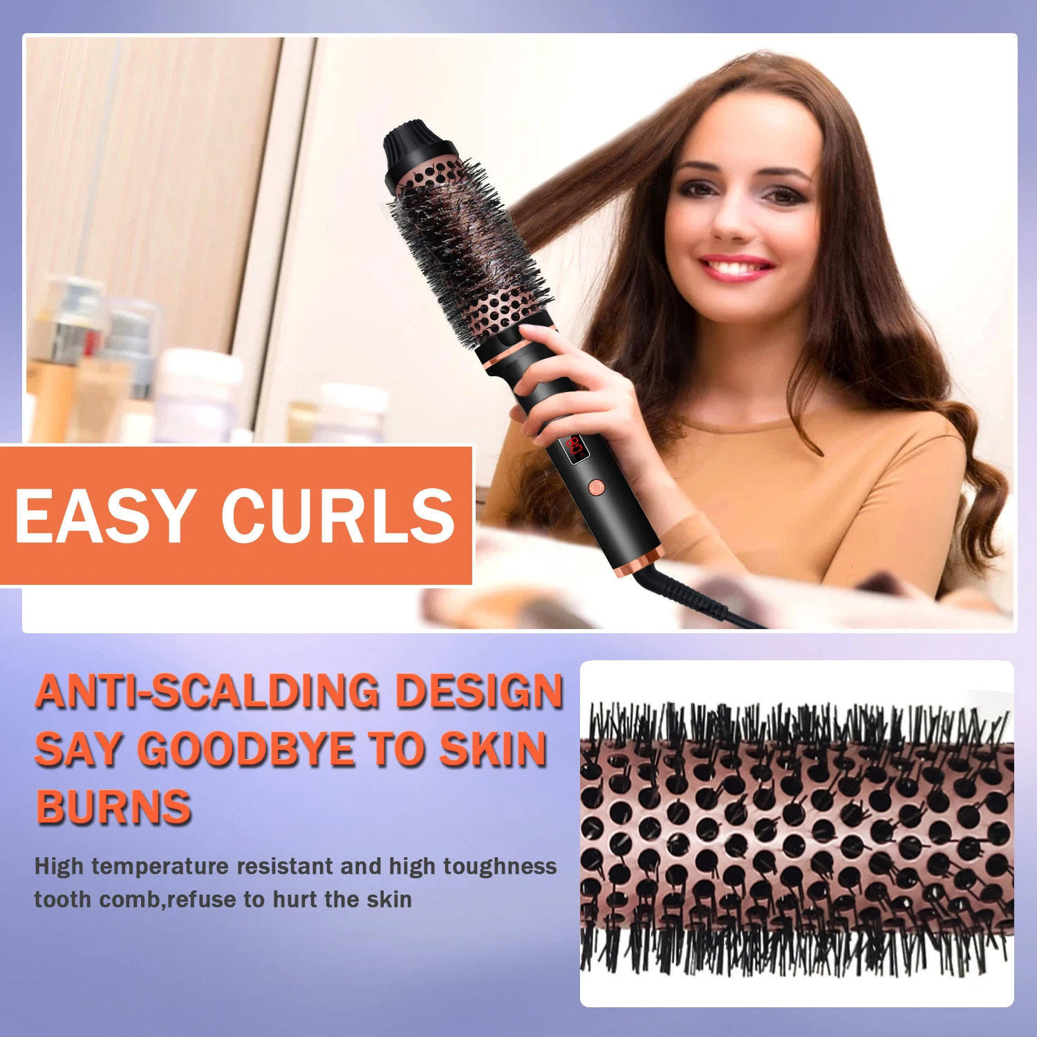 Professional 3 In 1 Fast Heat Curly Hair Iron Tools Devices Speeds 410 F Multifunctional Hair Styling Appliances Brush for Women 241209