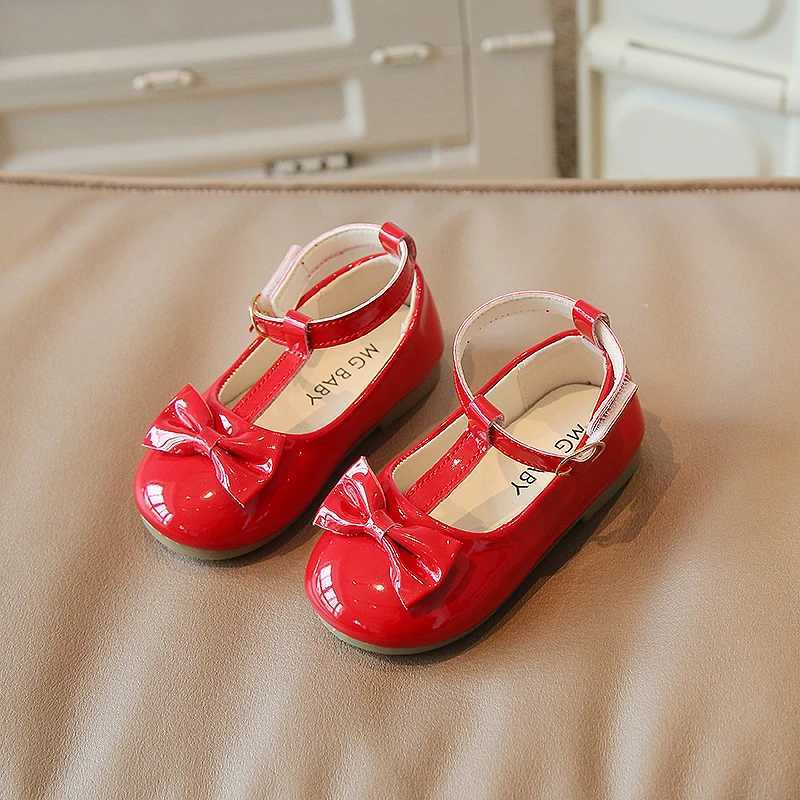 Newest Spring Autumn Baby Girls Fashion Patent Leather Big Bow Princess Mary Janes Par Shoes Solid Color Student Flats ShoesXJ241209