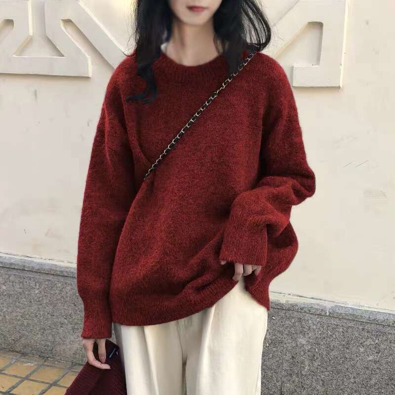 This year's popular women's tops, autumn winter new styles, milk cute outfits, gentle and lazy style, thick knit sweaters, foreign trade