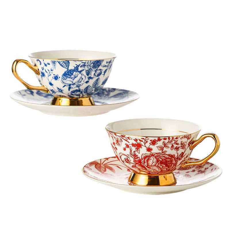 European style couple coffee cup and plate set bone china high-end afternoon tea set ceramic couple gift box European Cup W241210
