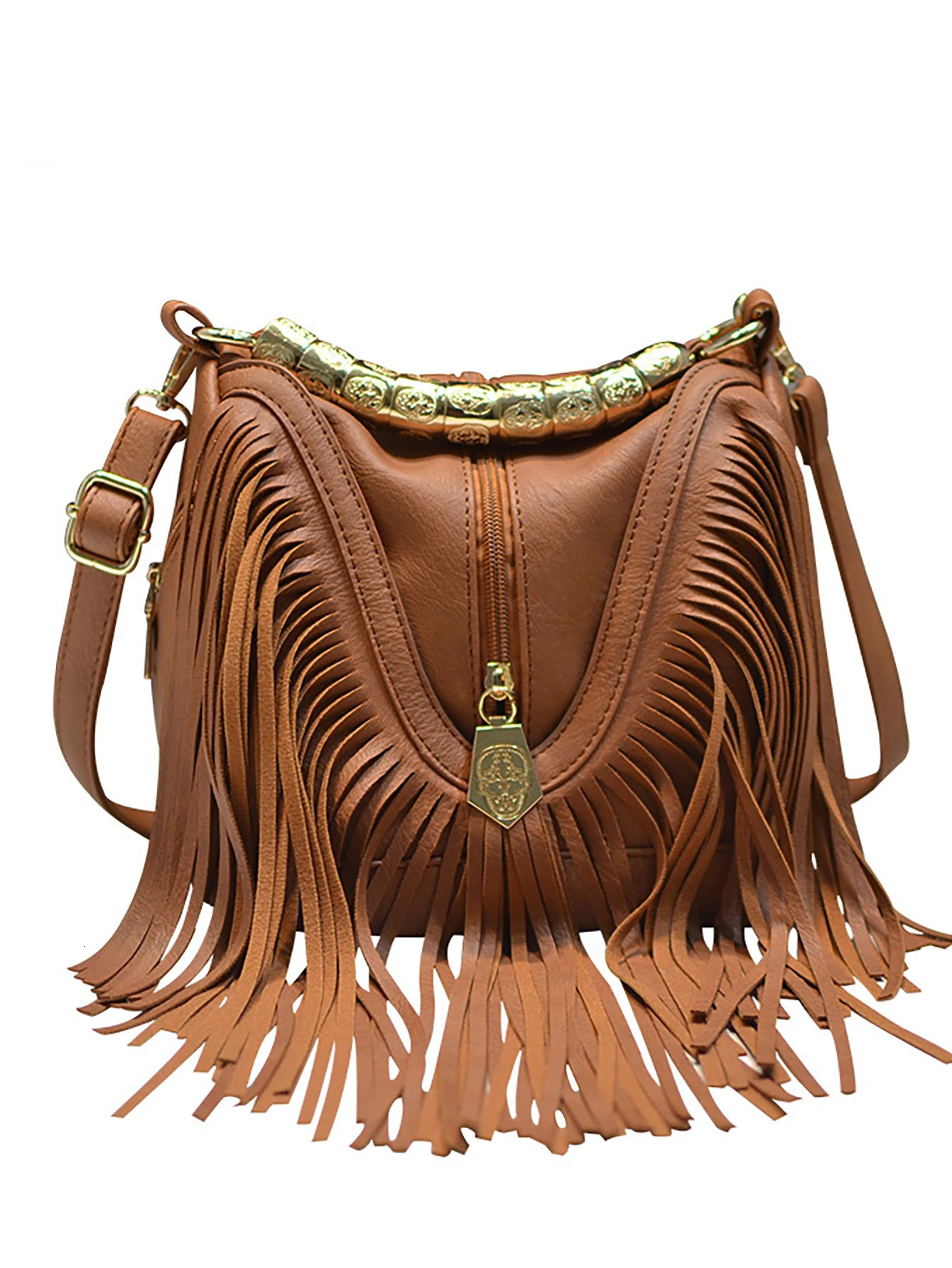 Tassel Decoration Bohemian Style Womens Shoulder Bag Retro Fashion Versatile Personalized Handbag Special Shape Handbag241209