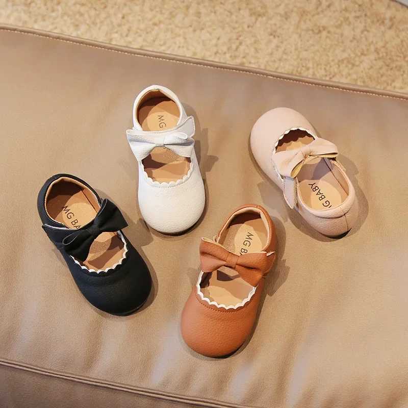 Baby Girls Princess Shoes Soft Leather Bowknot Cute Children Autumn Shoes 21-30 Toddler Light Comfy Solid Color Kids Flat ShoesXJ241209