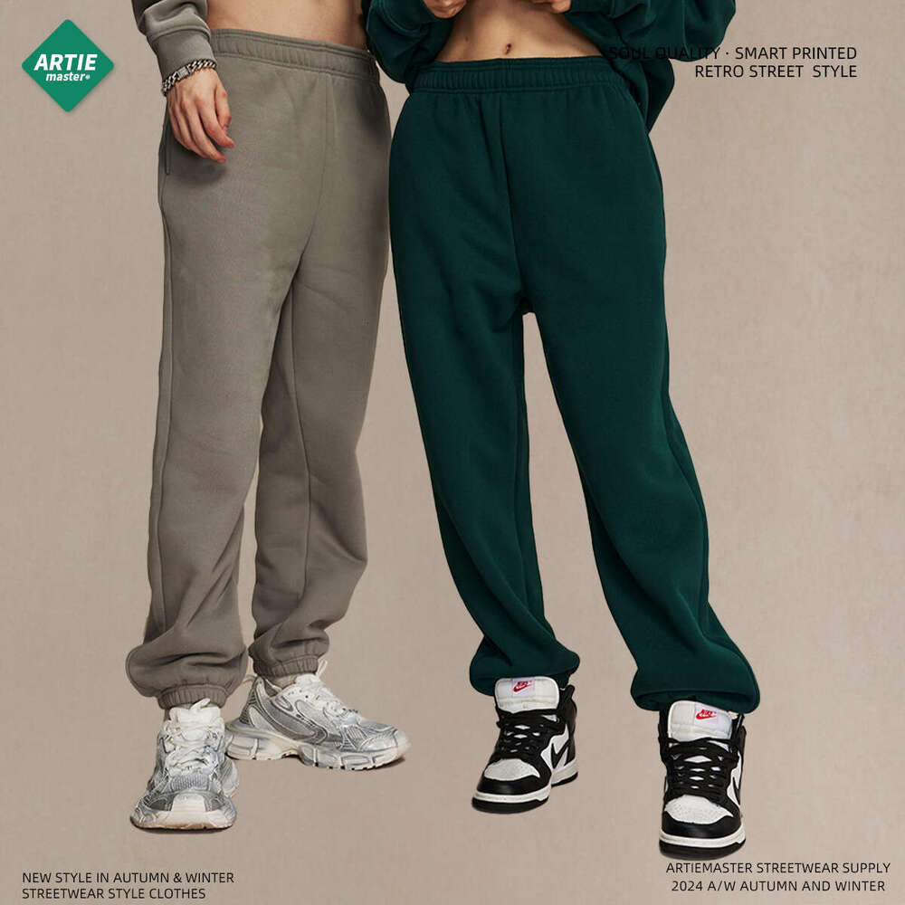 2024 Winter Shake Fleece 400g Thickened Casual with Leg Straightening Loose Trendy Brand Men's and Women's Pants