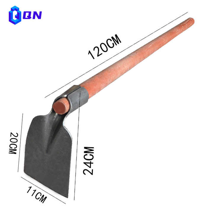 outdoor wooden handle hoe to loosen the soil to open up the land home planting vegetables weeding track hoe
