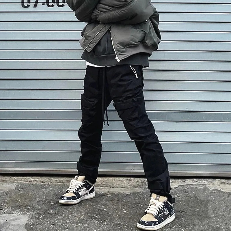 2024 Cyber Y2K Streetwear Multi Pockets Overalls Baggy Cargo Pants For Men Clothes Khaki Sweatpants Male Long Trousers 241209