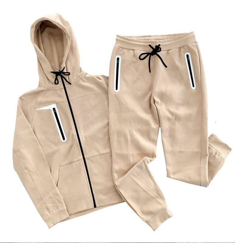 designer hoodie foreign trade european and american sports fitness and leisure set for men's autumn new style youth air layer hooded zipper men&#