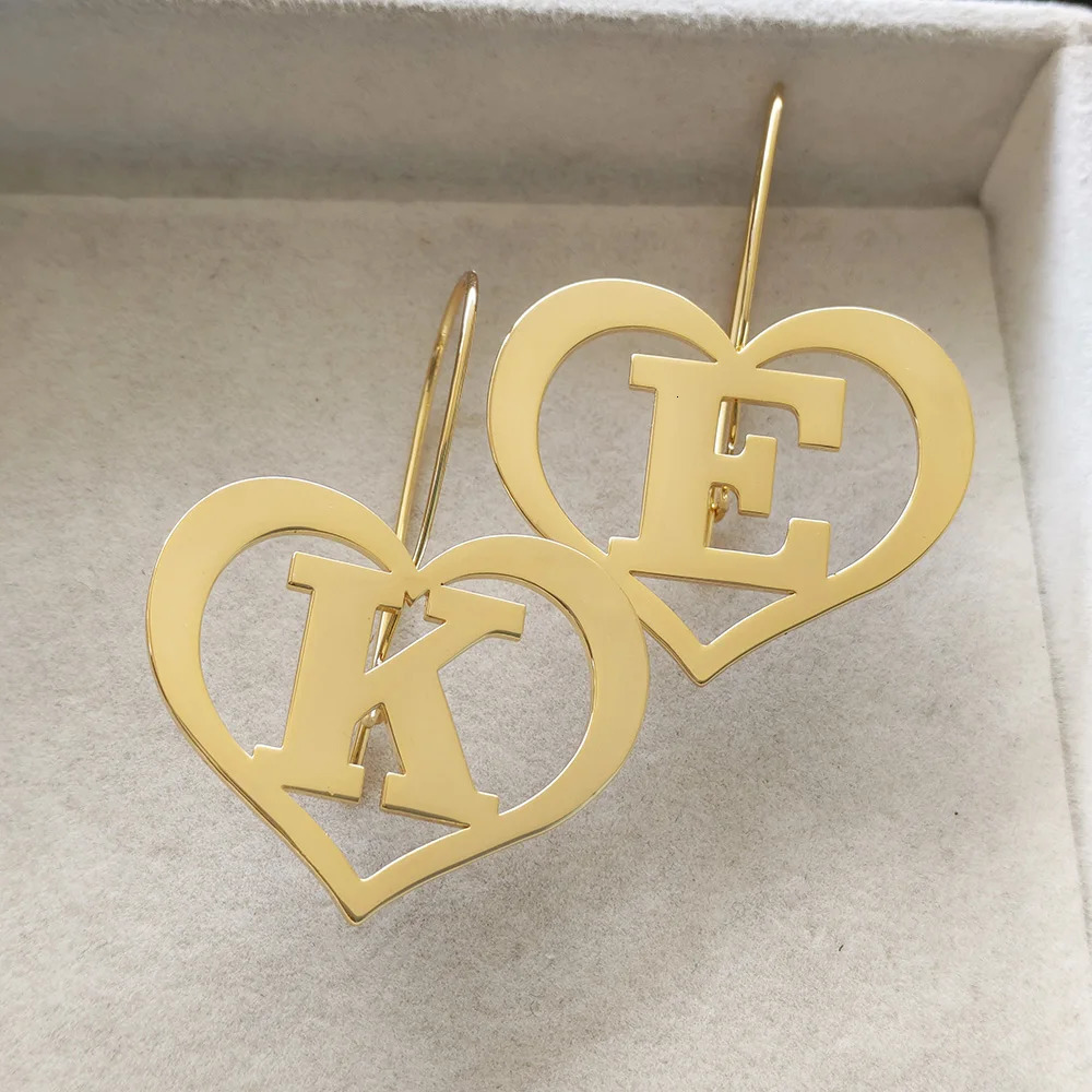 Customized A-Z letter heart-shaped earrings personalized initial trend of long earrings party punk jewelry gifts 241209