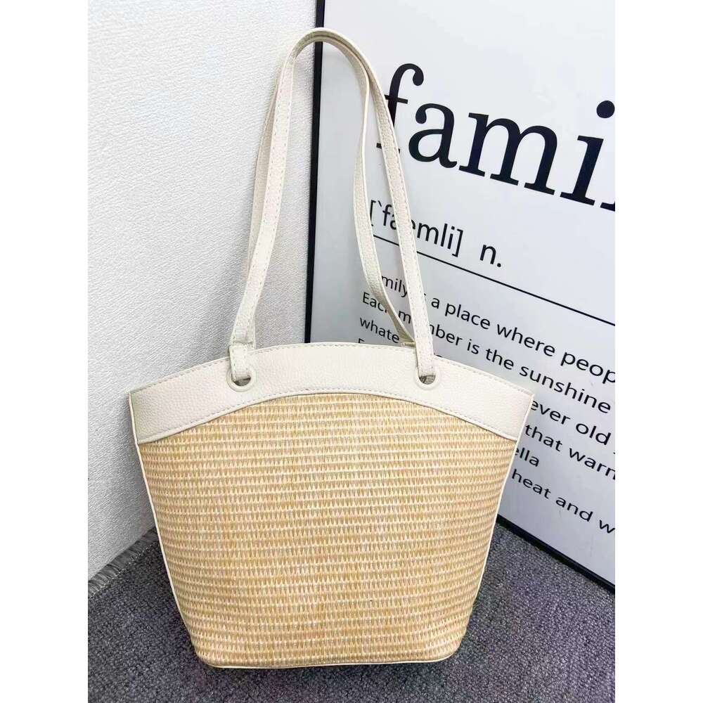 French beach vacation, leisure, western-style, versatile vegetable basket, hand-held shoulder bag, fashionable woven bag
