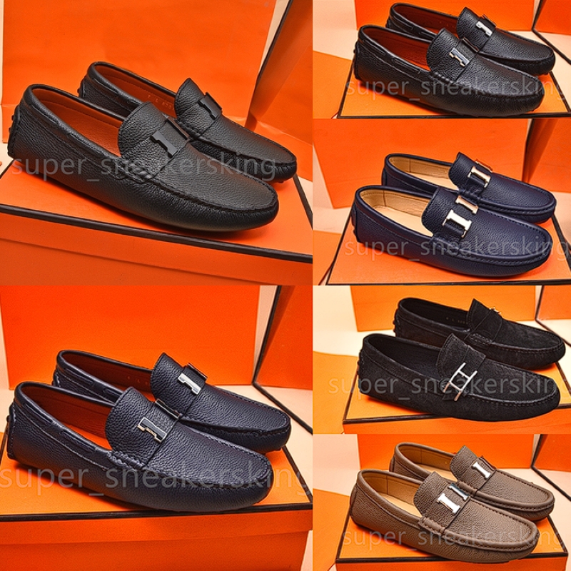 Designer Men Fashion Loafers Dress Shoes Classic Lightweight leather shoes Handmade Flats Boat Shoes Mens Moccasins non-slip Driving shoes size 3