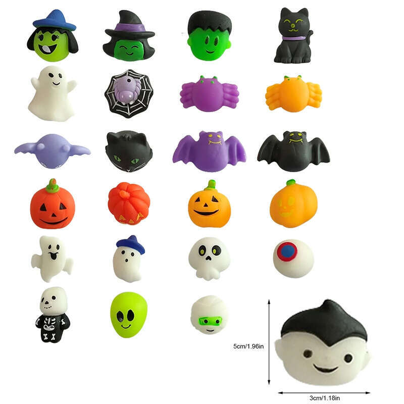 New Mini Squishy Toys Mochi Squishies Halloween Kawaii Animal Pattern Stress Relief Squeeze Toy For Kids Birthday Gifts P0713