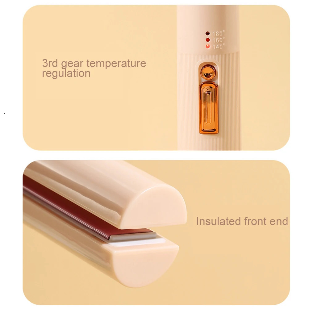 2 in 1 Wireless Curling Wand Portable Mini Flat Iron Fasting Heating with 3 Temp Setting for Curl Wave Straighten Women Hair 241209