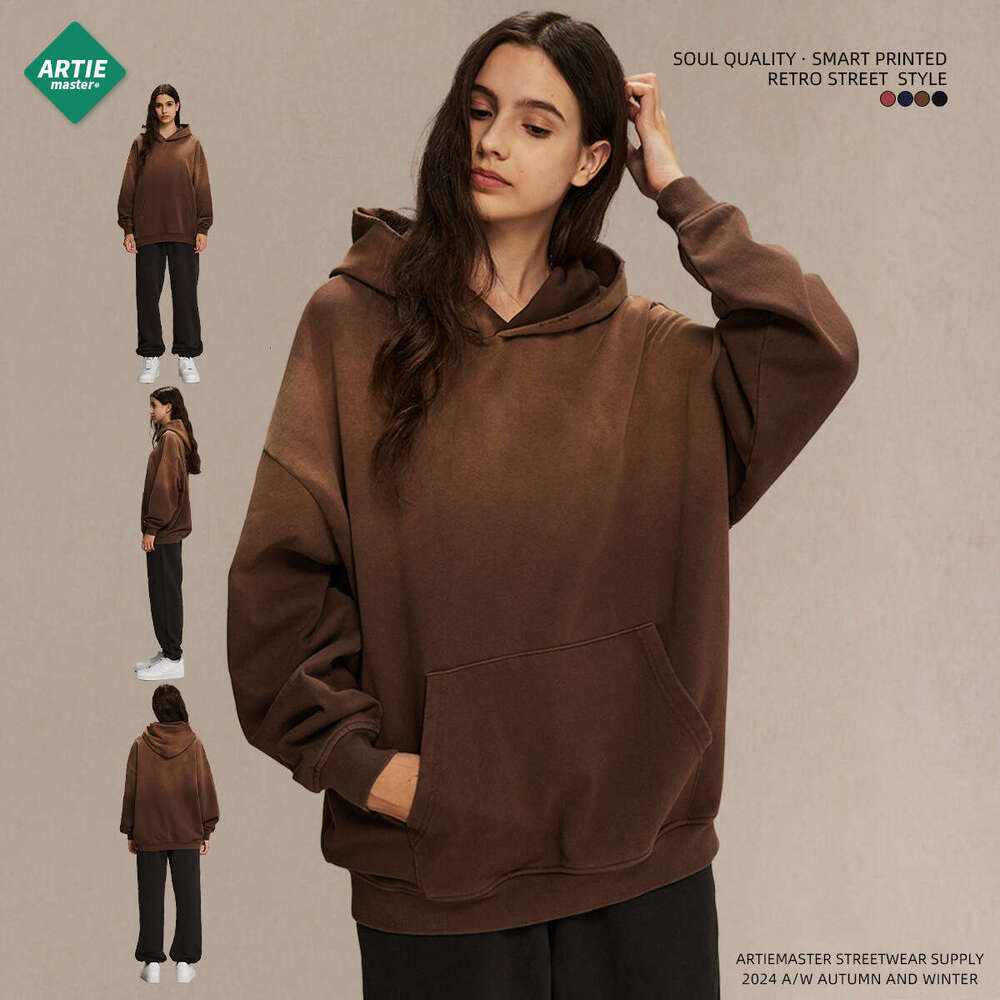 2024 Autumn/Winter New Product: Vintage Hooded Hoodie for Men, 450g Heavy Weight Washed with Broken Holes