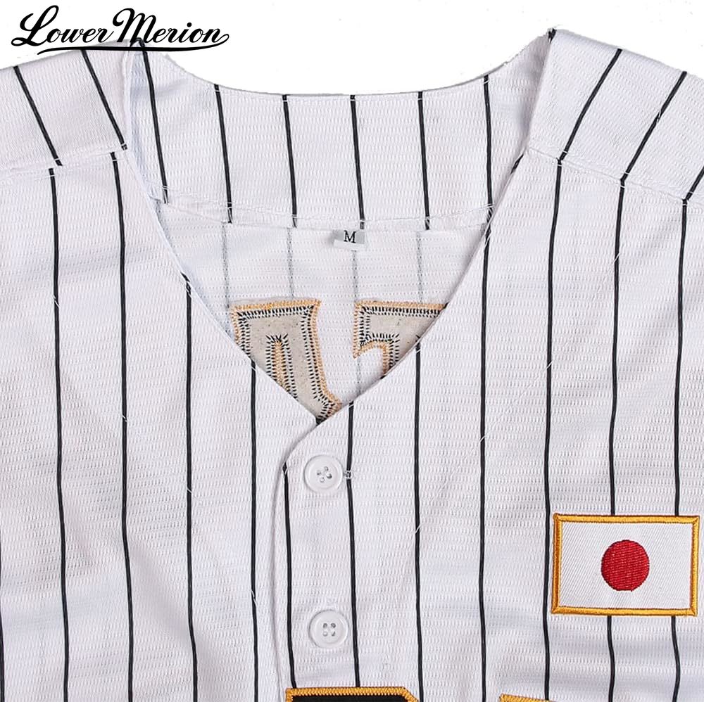 Mens Ohtani 16 ed Japan Baseball Jerseys White Black Pinstriped Shirts Free shipping