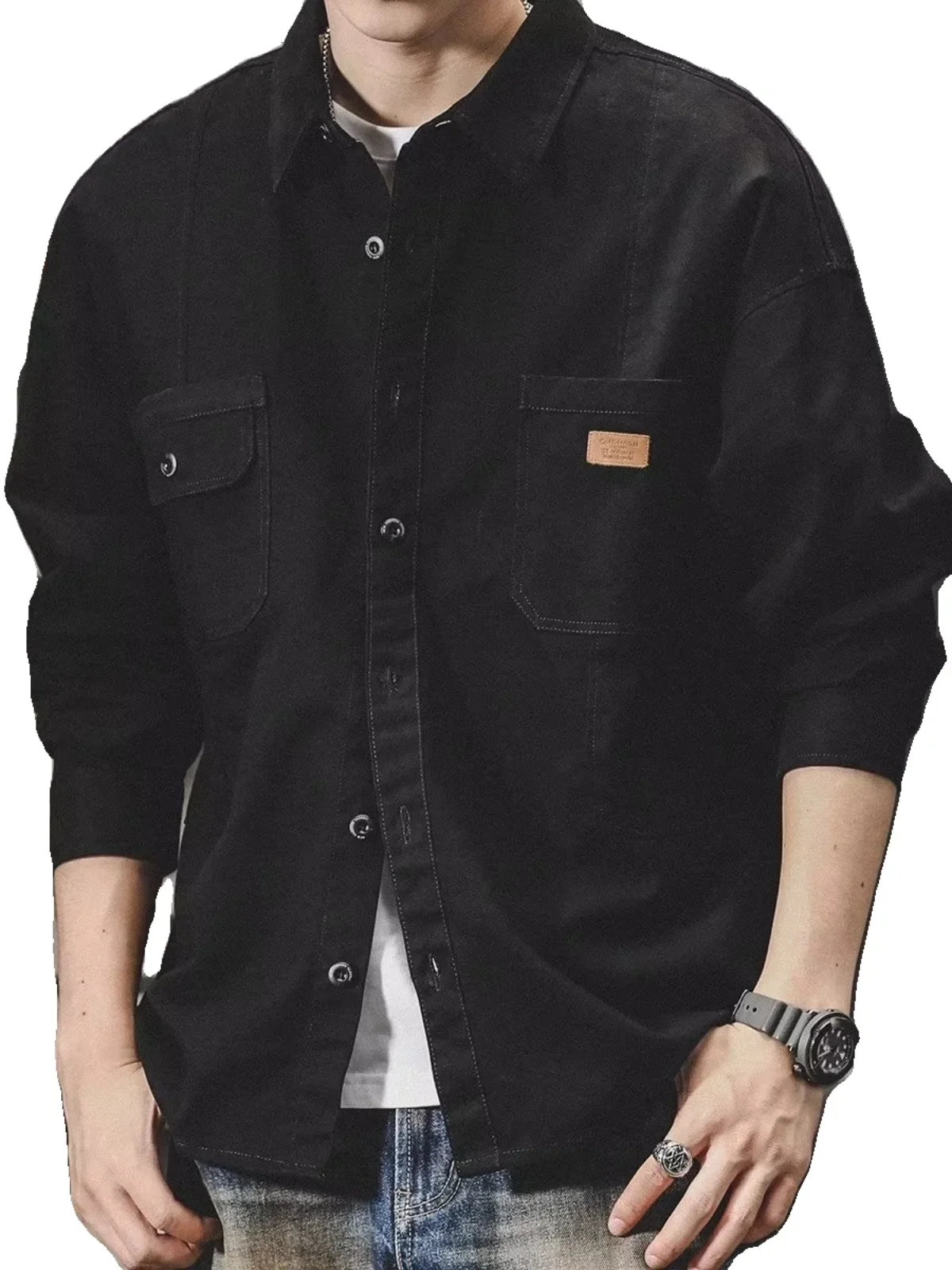 American heavyduty retro cargo shirt mens long sleeved loose tough guy hunting jacket autumn coaching 241209