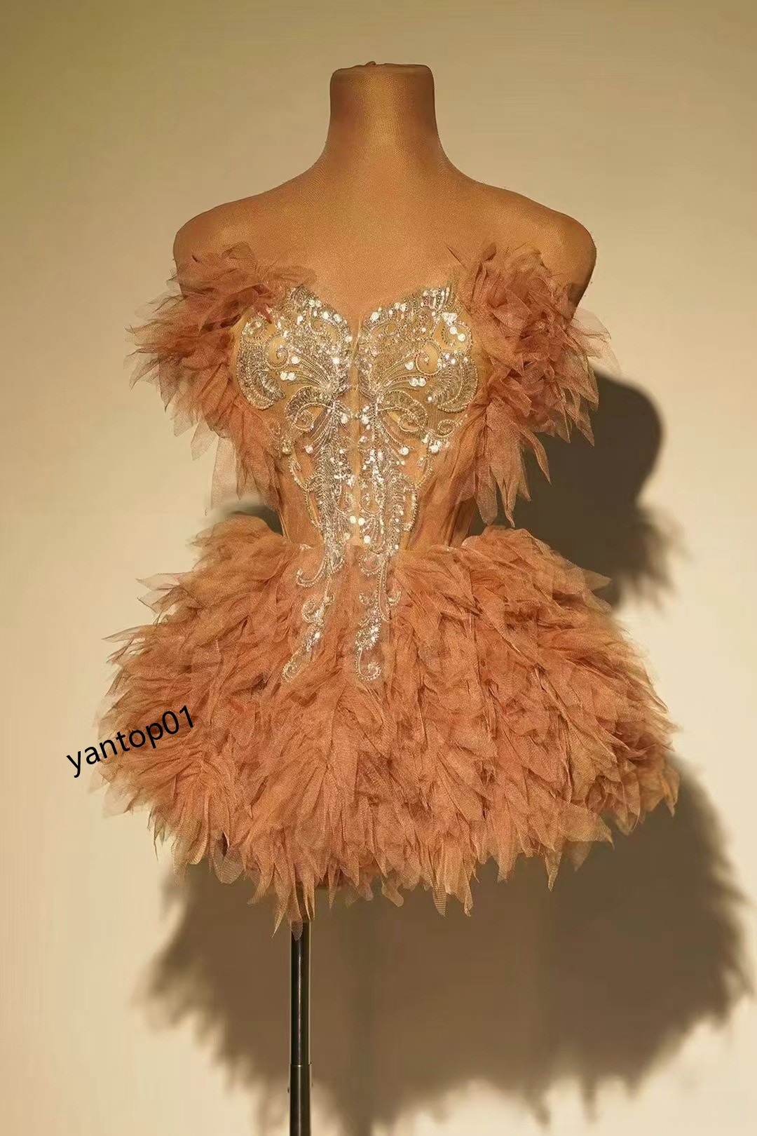 dress casual dresses gold rhinestones fringes short dress women dance show performance evening party stage costume birthday celebrate designer dress 2