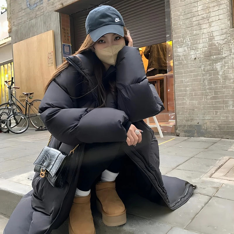 Winter Womens Large Quilt Cotton Coat Long Parker Cold Pad Jacket Thick Down 241209