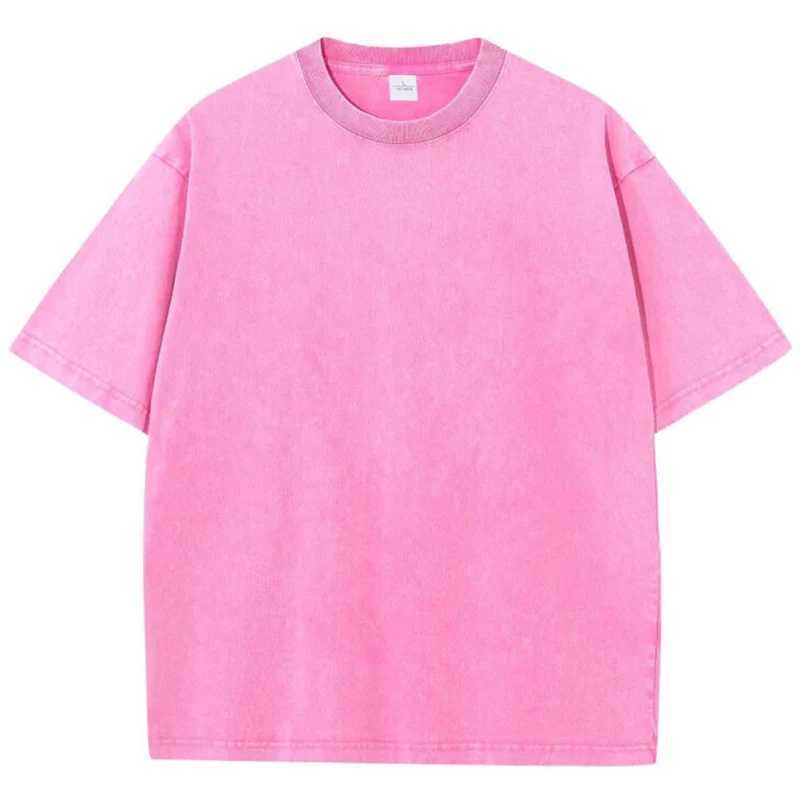 230G Cotton Retro Punk T-shirt Drop-shoulder Sleeve Men Women Vintage Short-sleeve T Shirts Solid Color Hip Hop Loose Tees W250117