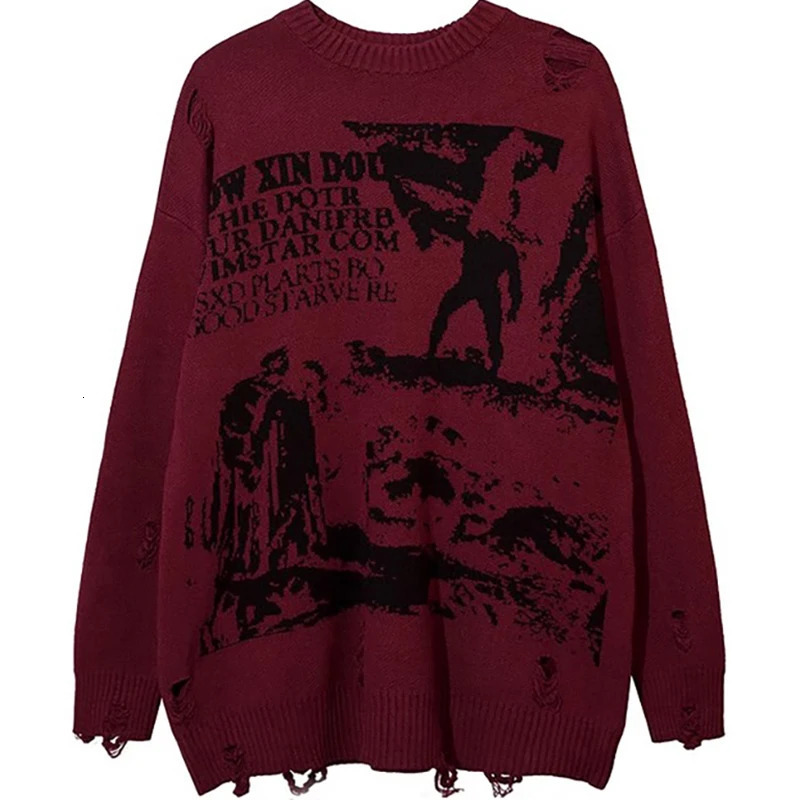 Dark Style Knitwear Sweater Mens Winter Clothes Pullover Jumper Y2k Couple Sweaters Gothic Vintage Streetwear Knit 241209