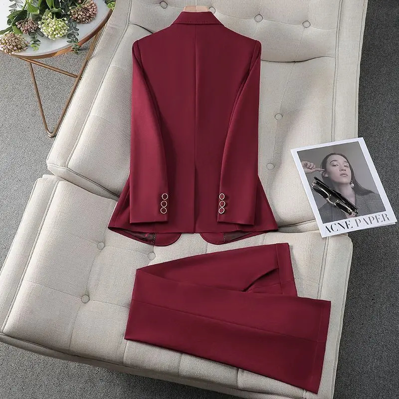 Women Autumn Fashion Professional Suit Twopiece Korean Elegant Casual Blazers Jacket Pants Matching Set Female Clothes 241209