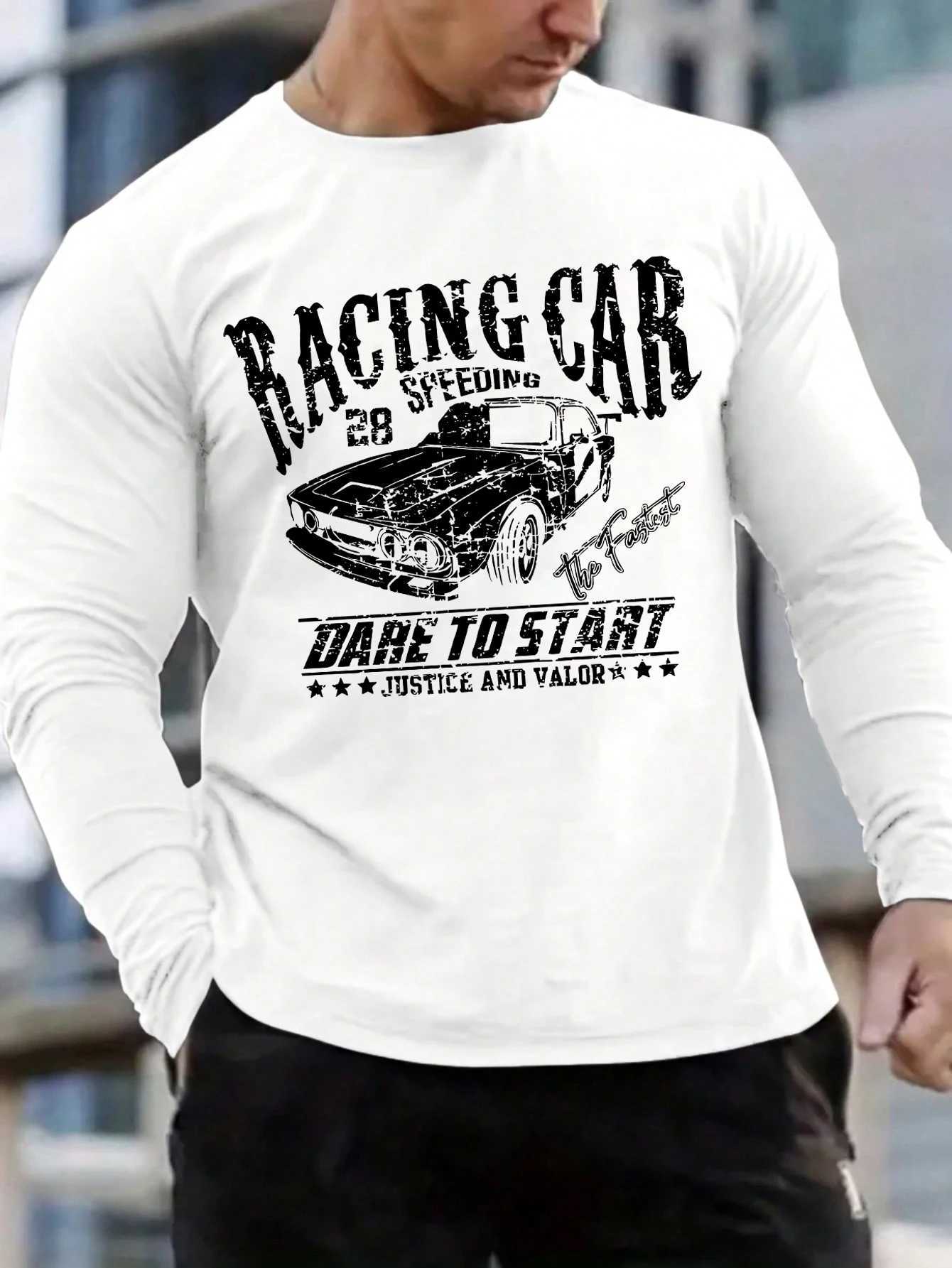 Trendy new long-sleeved t-shirt mens long-sleeved mens printed round neck T-shirt trend versatile casual tops mens T-shirt W250117