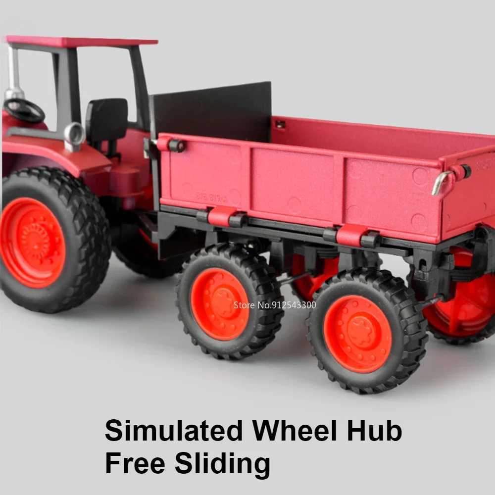 1 24 four-wheel walking tractor model toy alloy body rubber tire retro agricultural vehicle model sound light slider gift X241209
