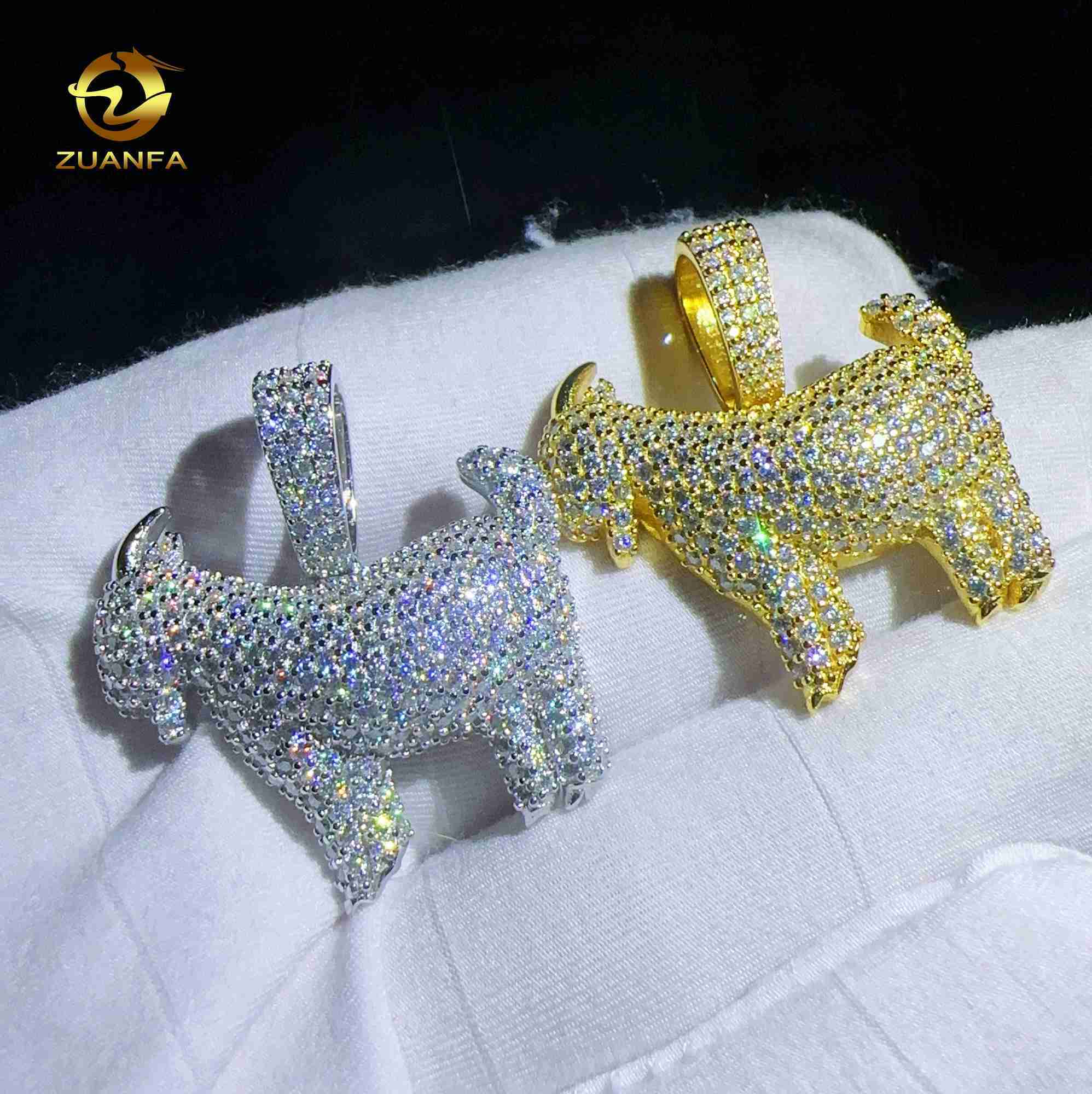 Pass Diamond Tester Moissanite Hip Hop Jewelry fashion 925 Sterling Silver sheep Pendant