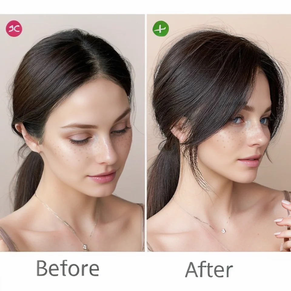 Real Naturally Center Part Bangs Clips on Human Hair Fringe Hairline False Bangs for Women Thinning Hair Mild White Hair 241209
