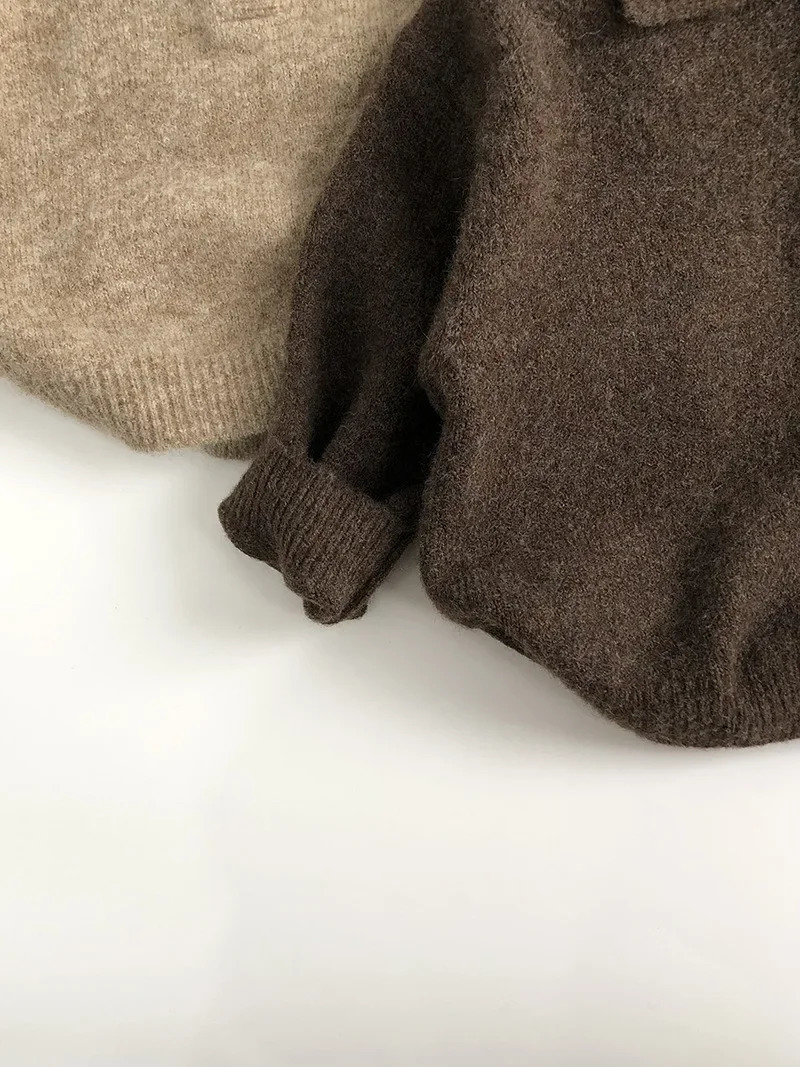 MILANCEL 1-6Y Autumn Boys Clothing Childrens Knitted Down Collar Sweater Childrens Fashion Solid Color Pullover Girls Coat 241210