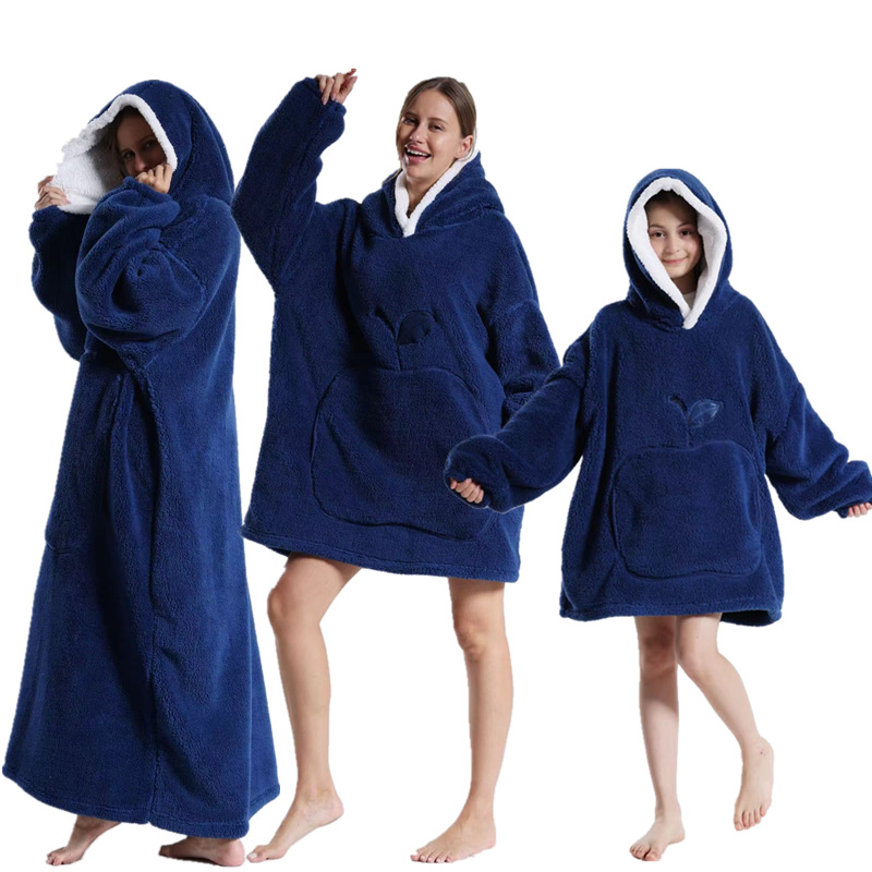 Blankets For Adult Child Extra Long Wearable Blankets Winter Flannel Hooded Blanket with Full Sleeves Men Women Cozy Soft Throw Adult TV Blanket