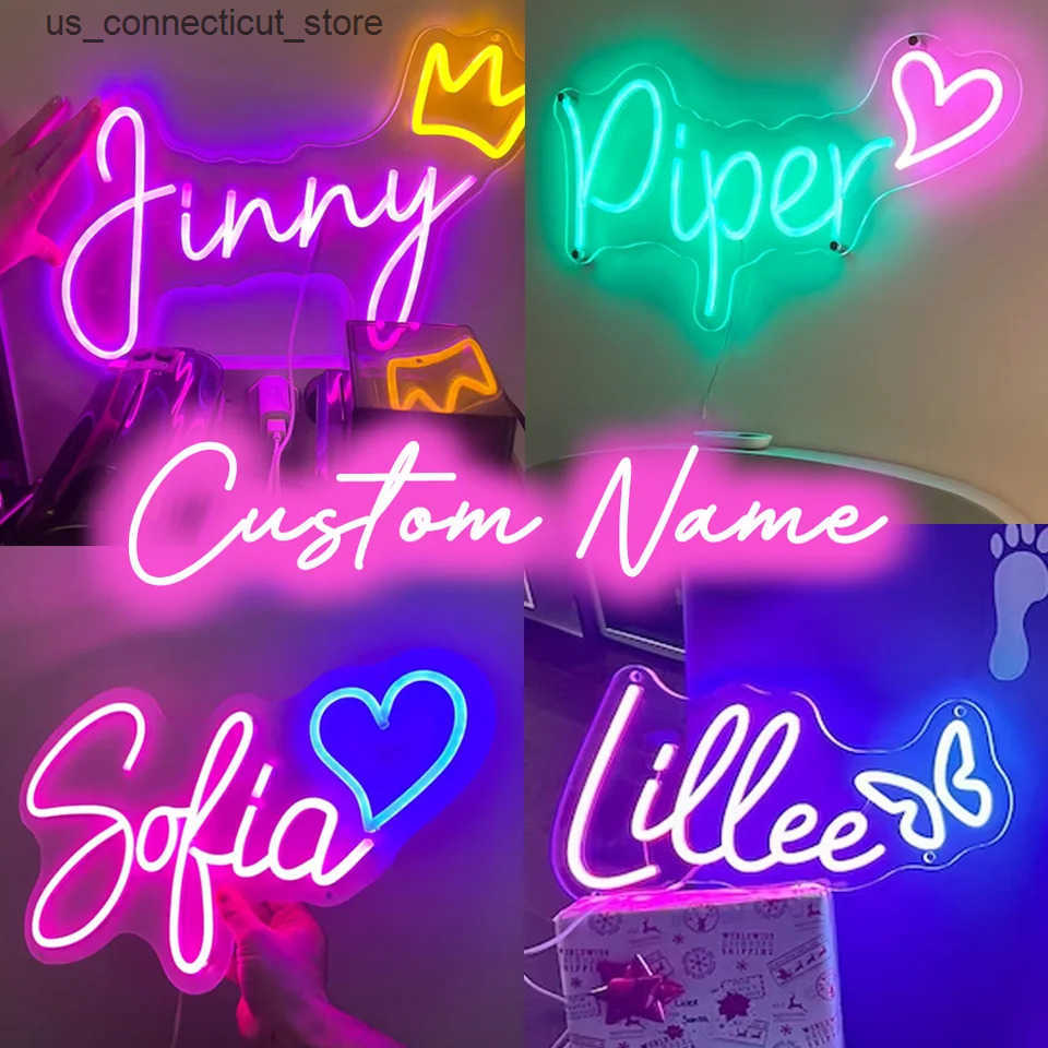 LED Neon Sign Customized Name Signature Personalized Dimmable Neon Night Light Christmas Gift for Boys and Girls Bedroom Decoration Wall Mounted Neon 