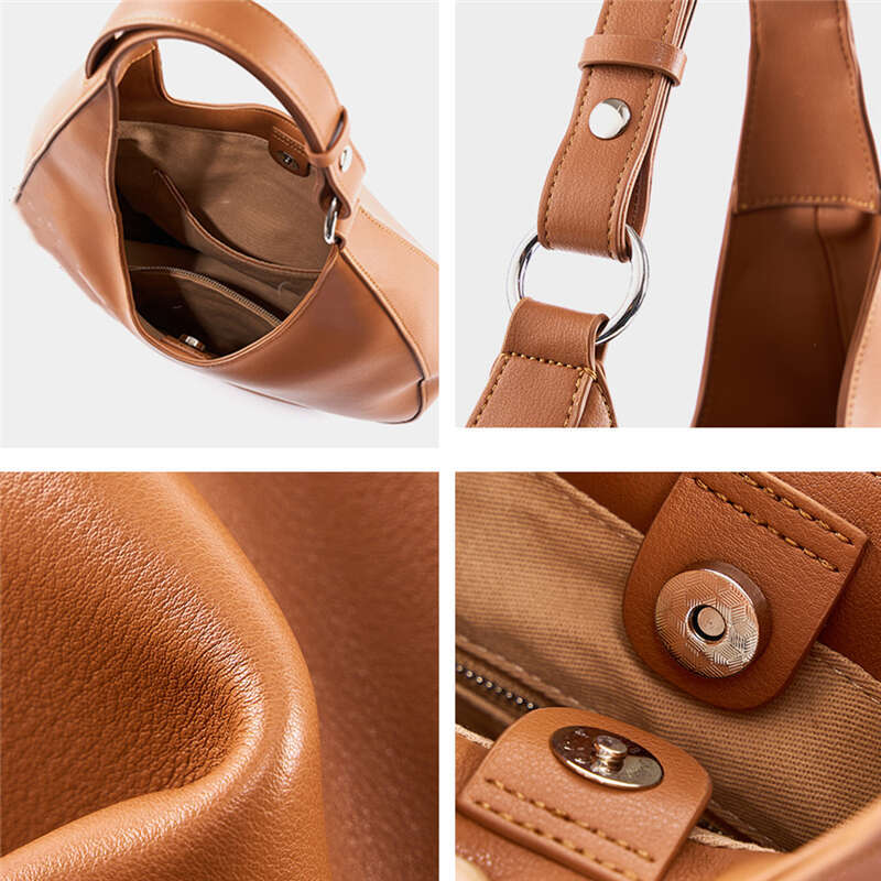 Genuine Leather Underarm Shoulder Bags For Women Trend Designer Half Moon Crossbody Purses Tote Ladies Handbags