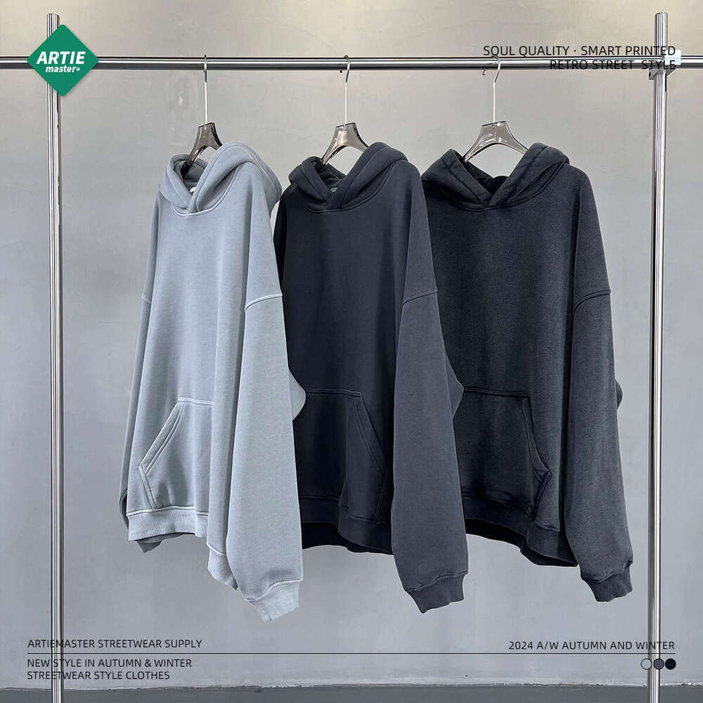 2024 New Trendy Brand Heavy Weight 400g Light Stir fried Snowflake Washed Water Used with Veet Hoodie