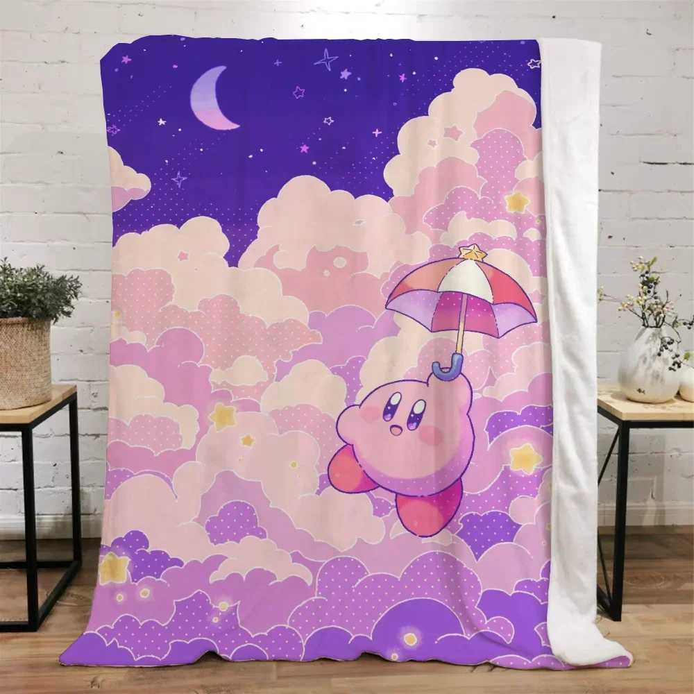 Kawaii Cartoon Kirbys Designer Throw Blanket Fluffy Custom Blankets Characters Home and Decoration Luxury Bedding Knitted PlaidXJ241210