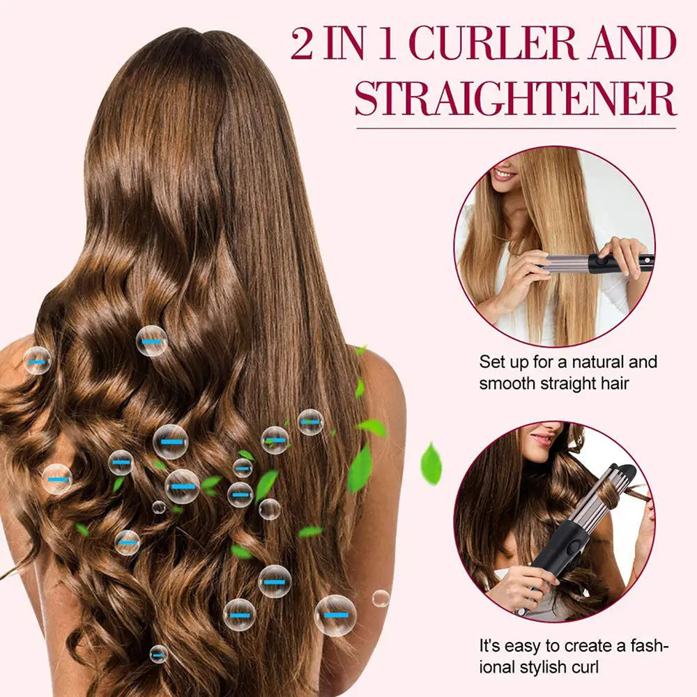 Professional Hair Curler with Cooling Air 2 in 1 Ceramic Flat Iron Air Flow Electric Comb Hair Straightener Air Curling Iron 241209
