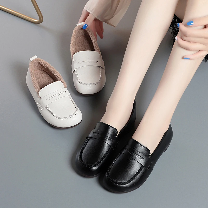 AIYUQI Women Loafers Autumn New British Style Women Flat Shoes Genuine Leather Casual Large Size Shoes Ladies
