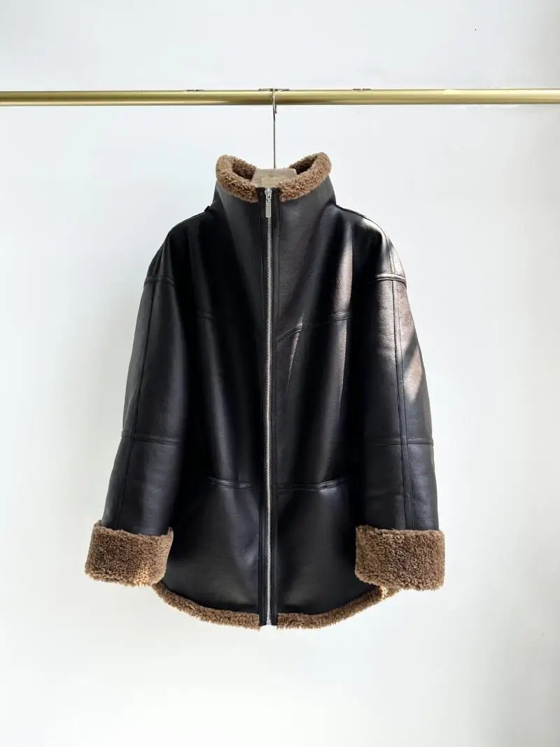 IOO offers 24 chocolate shawl collared loose silhouette fur coats suitable for women with free delivery 241209