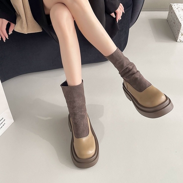 Women Boots:Short New Fashion Increased Height Popular Skinny Boots Thick Sole,Black/Beige/Khaki,Free shipping