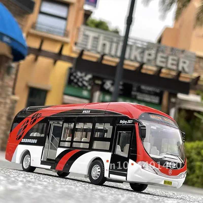 Electric tourism toys transportation buses alloy car models die-casting metal simulation toys city tourism bus models sound and light childrens toy gi