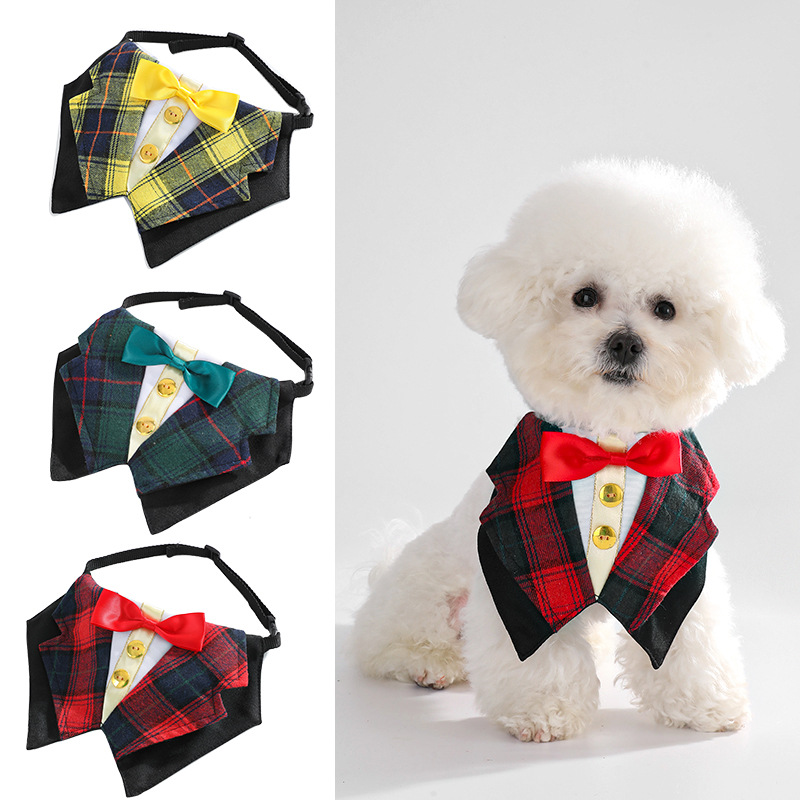 Pet Suit Tie Cat Drool Collar Britih Style Adjutable Dog Clothe Scarf Decoration Yle377