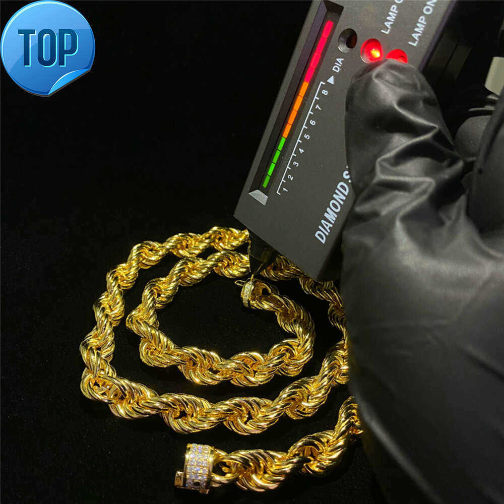 Moissanite Buckle Cuban Necklace 11mm Sterg Sier Iced Out Dia Rope Chain