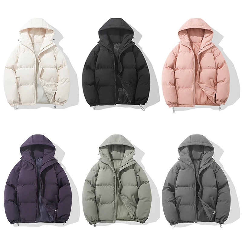 Autumn and Winter Warm Fashion Inflatable Jacket Womens High Collar Hooded Zipper n Cotton Mat 241209