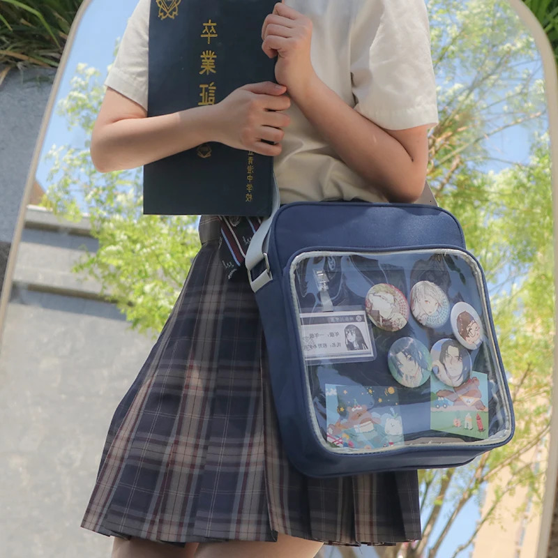 Harajuku JK Ita Bag Cross Body Girl Japanese Transparent Shoulder Bag Teen Female Anime Little Blue Uniform Bag241209