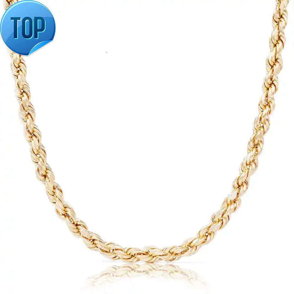Mens Hip Hop NecklacePure Filled Real Solid Gold Men Simple Style Rope k Chains