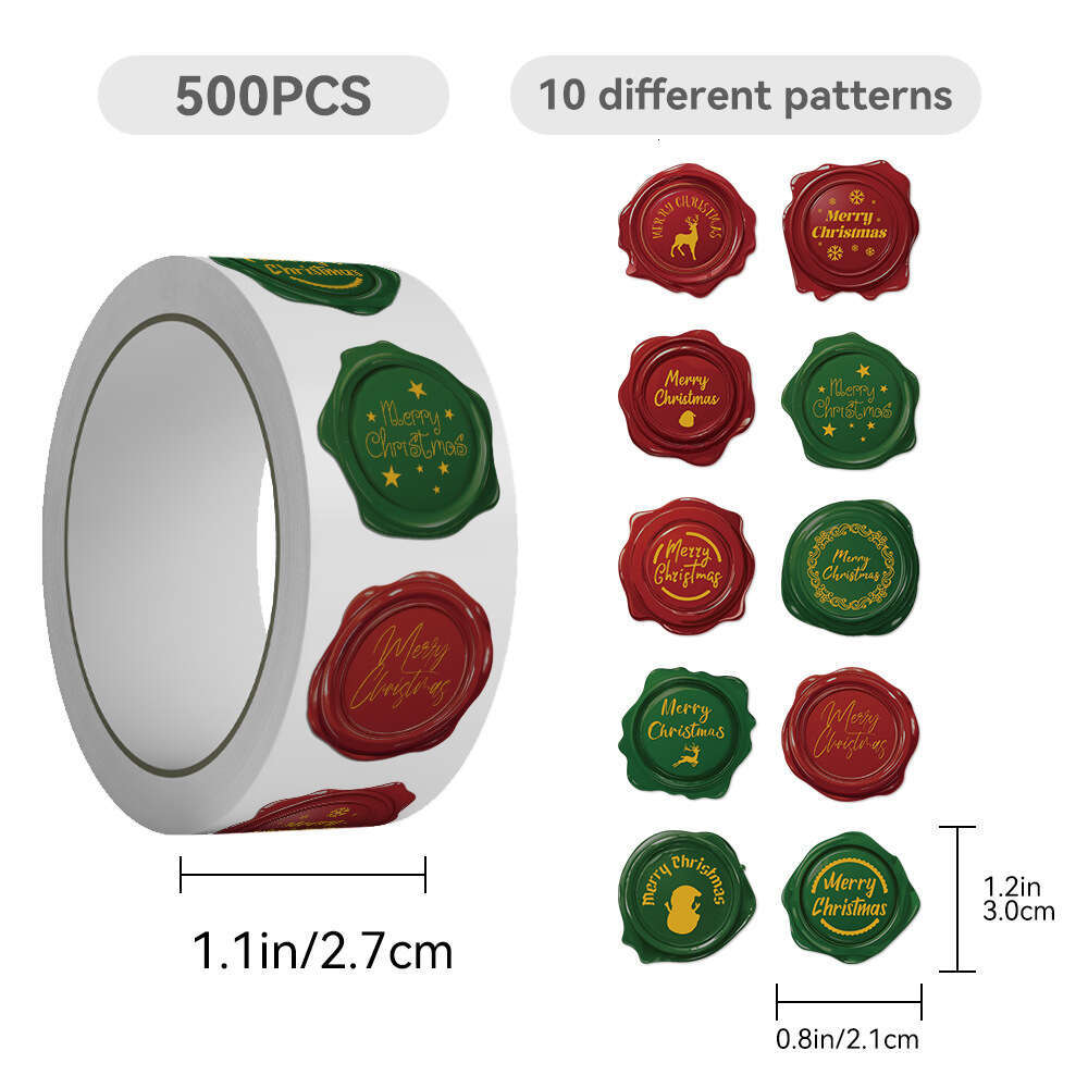 100 sheets/roll of cartoon Christmas stamps, personalized creative stickers, handmade account book envelopes, phone cases, decorative stickers