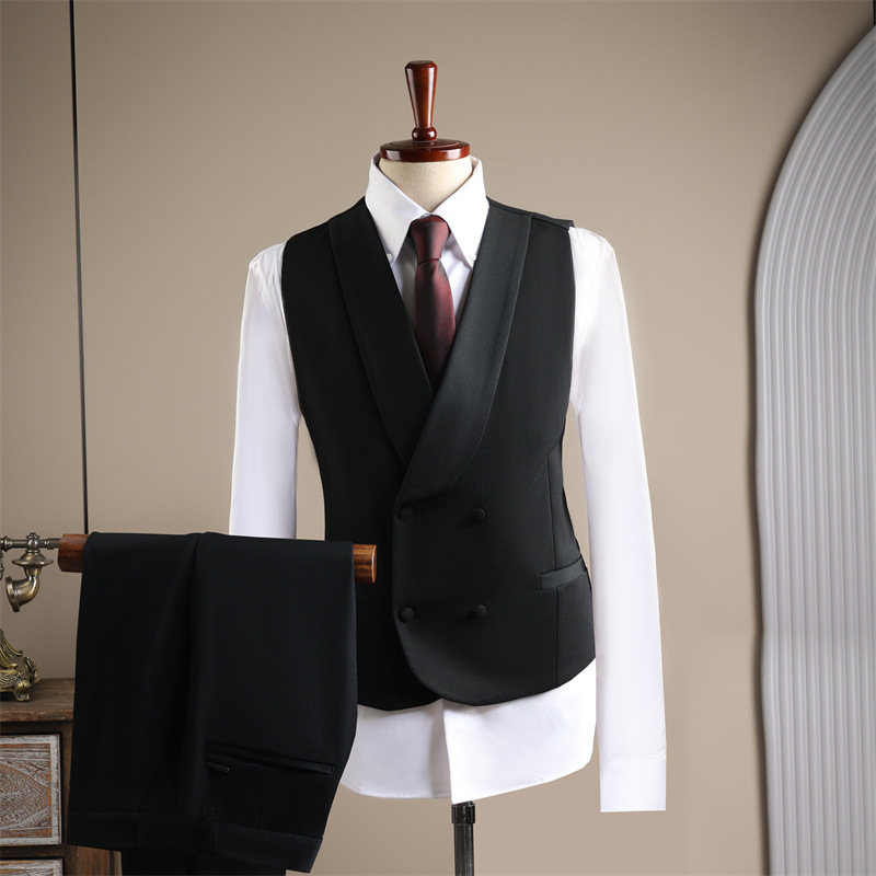 L825 Men's three-piece suit double-breasted casual men's wool suit groom groomsmen dress