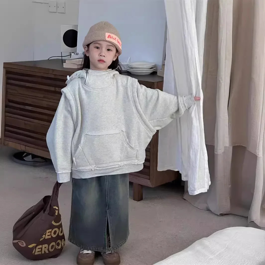 Winter Product Childrens Solid Color Thick Warm Hoodie 241210