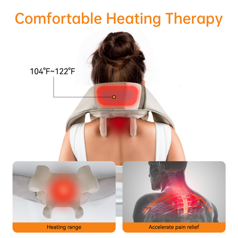Mebak N1cervical Electric Neck Back Massager Pillow 4D Kneading Hot Compress Muscle Rela Massage Shawl Instrument