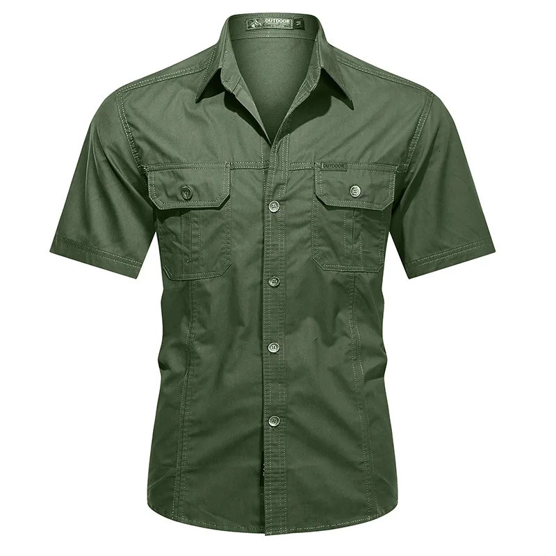 Summer quick drying short sleeved military fan tactical shirt mens thin breathable collar cargo top outdoor hiking 241209